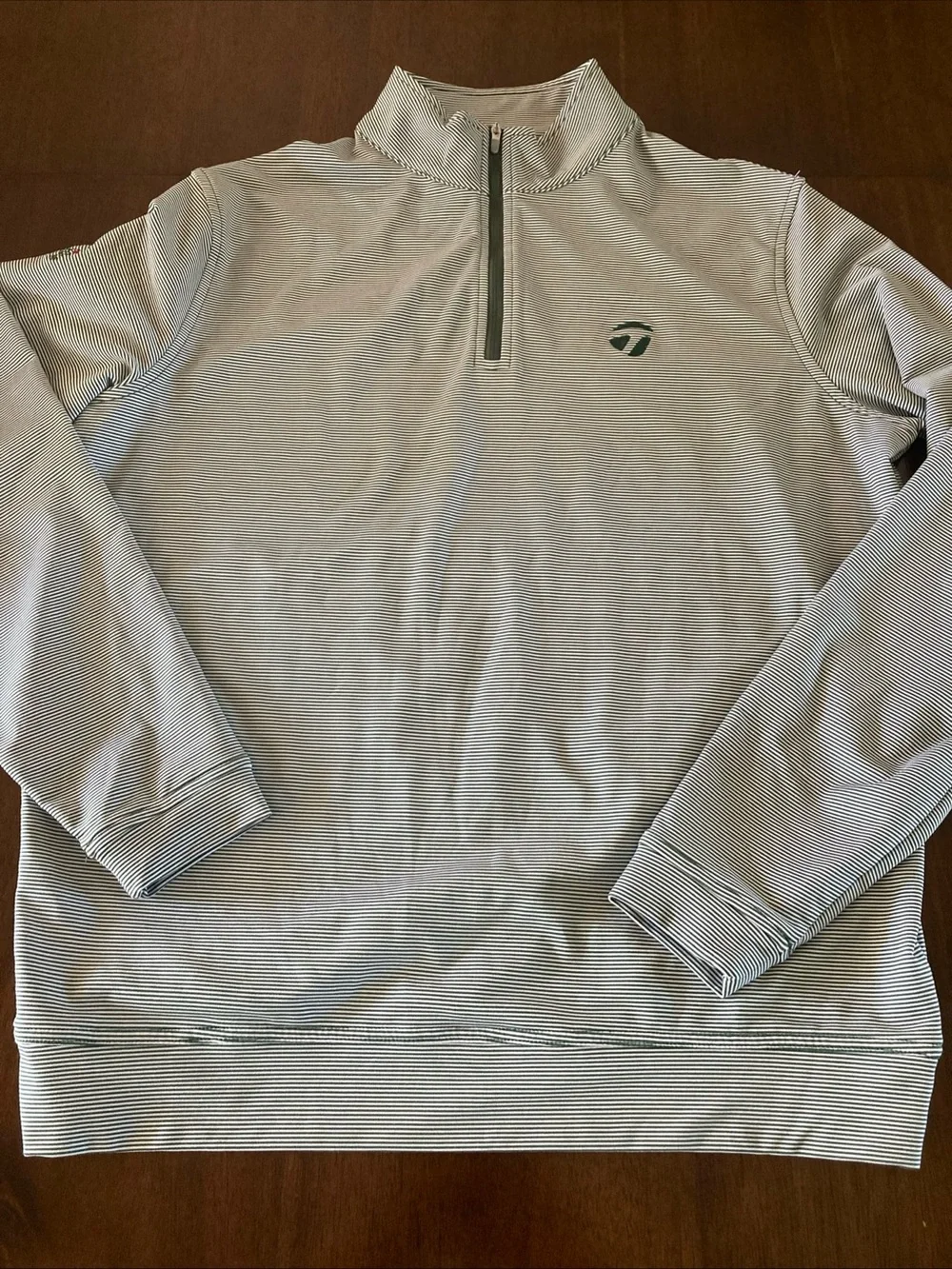 Peter Millar Augusta 86 TaylorMade Men’s Green Striped Quarter-Zip Golf Pullover